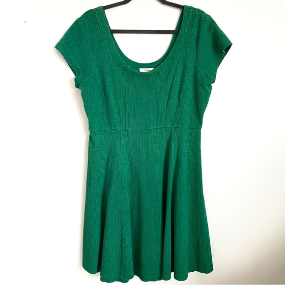 Anthropologie Maeve Nova Knit Fit And Flare Mini Dress in Kelly Green Size L EUC - Picture 3 of 10